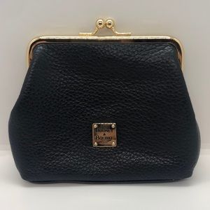 Dooney and Bourke Pebble Grain Leather Large Frame Coin Purse Midnight Blue